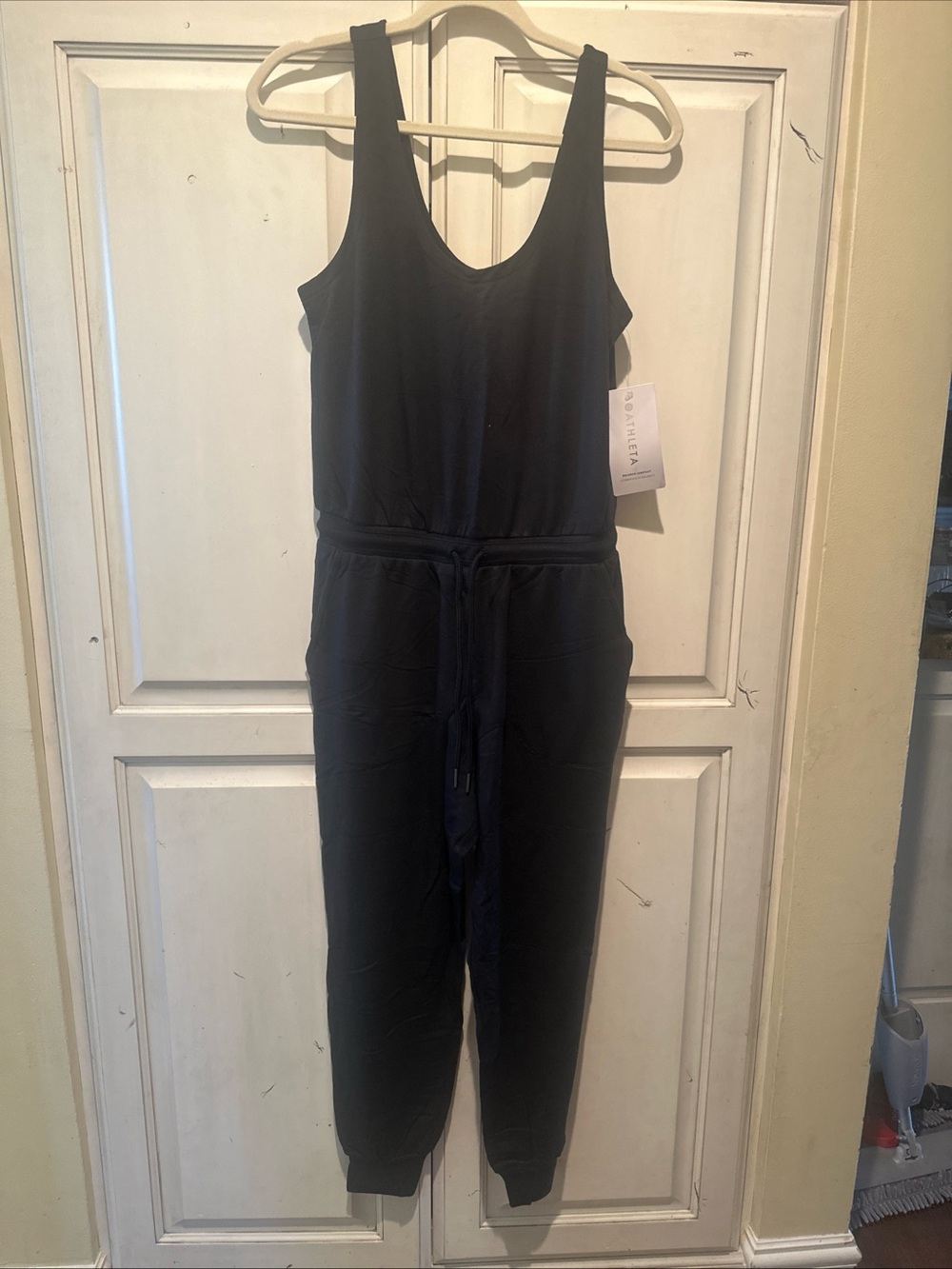 Athleta Black Sleeveless Drawstring Jumpsuit